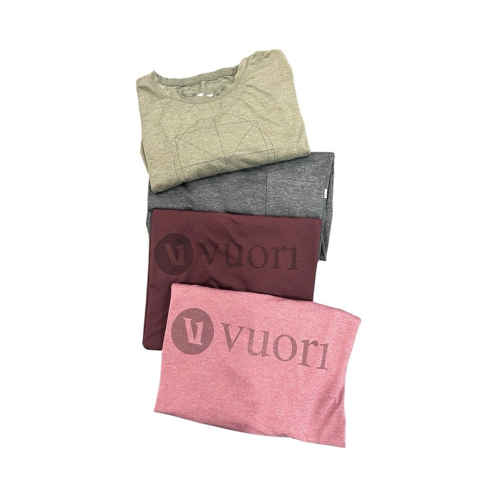 Vuori Men's Large Performance T Shirt Bundle Lot 4 Heather Active Training Tees